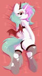 Size: 2261x4096 | Tagged: safe, artist:kebchach, oc, oc only, pony, unicorn, butt, clothes, eyeshadow, high res, hock fluff, hockless socks, looking at you, makeup, panties, plot, ripped stockings, socks, solo, stockings, thigh highs, tongue out, torn clothes, underwear