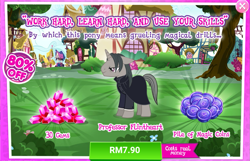 Size: 1037x666 | Tagged: safe, gameloft, professor flintheart, pony, unicorn, g4, my little pony: magic princess, advertisement, costs real money, gem, introduction card, magic coins, male, sale