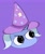 Size: 1724x2048 | Tagged: safe, artist:vanillabonnel, trixie, pony, unicorn, clothes, female, hat, horn, mare, purple background, simple background, smiling friends, solo, trixie's hat