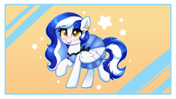 Size: 3840x2160 | Tagged: safe, artist:confetticakez, oc, oc only, oc:jet stream, pegasus, pony, clothes, dress, female, high res, looking at you, mare, raised hoof, smiling, smiling at you, solo