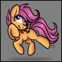 Size: 4800x4800 | Tagged: safe, artist:sadfloorlamp, scootaloo, pegasus, pony, g4, blank flank, cute, cutealoo, female, filly, foal, hair over one eye, signature, simple background, solo