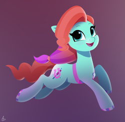 Size: 927x900 | Tagged: safe, artist:luminousdazzle, jazz hooves, earth pony, pony, g5, my little pony: make your mark, my little pony: tell your tale, female, hair tie, hooficure, jazzibetes, lineless, looking up, mare, prancing, running, simple background, smiling, solo