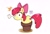 Size: 1992x1356 | Tagged: safe, artist:mar0x8, apple bloom, earth pony, pony, g4, emanata, female, filly, foal, plant pot, question mark, shocked, simple background, solo, white background, wide eyes