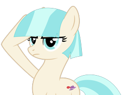 Size: 4722x3616 | Tagged: safe, artist:starshade, artist:twilyisbestpone, coco pommel, earth pony, pony, g4, base used, determined, female, mare, missing accessory, rainbow dash salutes, salute, simple background, solo, transparent background