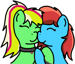 Size: 752x642 | Tagged: safe, artist:cocacola1012, oc, oc only, oc:gumdrops, oc:lucid heart, pegasus, pony, collar, nuzzling, simple background, transparent background