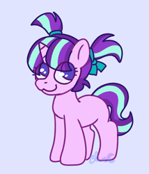 Size: 1400x1639 | Tagged: safe, artist:bluemoon, starlight glimmer, pony, unicorn, blank flank, cute, female, filly, foal, glimmerbetes, pigtails, solo, tail