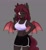 Size: 1300x1406 | Tagged: safe, artist:handgunboi, oc, oc only, bat pony, anthro, ;p, breasts, clothes, commission, female, gray background, hand on hip, midriff, one eye closed, peace sign, shorts, simple background, solo, tongue out