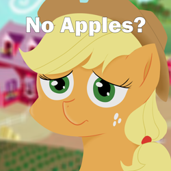 Size: 5000x5000 | Tagged: safe, artist:reinbou, applejack, earth pony, pony, g4, cute, green eyes, hat, jackabetes, meme, no bitches?, solo