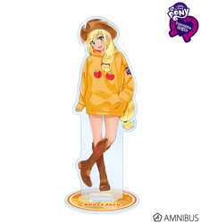 Size: 720x800 | Tagged: safe, artist:yoshit_m, applejack, human, equestria girls, g4, official, acrylic plastic, acrylic standee, amnibus, blonde hair, boots, clothes, cowboy boots, cowboy hat, craft, cute, cutie mark on clothes, equestria girls logo, female, green eyes, hat, hoodie, human coloration, jackabetes, merchandise, shirt, shoes, simple background, white background