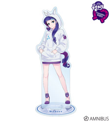 Size: 720x800 | Tagged: safe, artist:yoshit_m, rarity, human, equestria girls, g4, official, acrylic plastic, acrylic standee, amnibus, clothes, craft, cutie mark on clothes, equestria girls logo, female, hand in pocket, high heels, hoodie, human coloration, legs, looking at you, merchandise, pocket, purple hair, shoes, simple background, smiling, white background