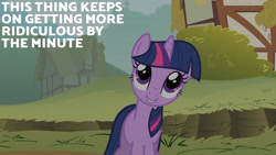 Size: 1280x720 | Tagged: safe, edit, edited screencap, editor:quoterific, screencap, twilight sparkle, pony, unicorn, feeling pinkie keen, g4, season 1, cute, female, mare, smiling, solo, text, twiabetes, unicorn twilight