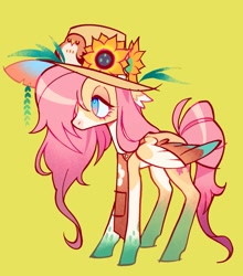 Size: 1021x1160 | Tagged: safe, artist:5tell4r, fluttershy, pegasus, pony, g4, colored wings, colored wingtips, cute, daaaaaaaaaaaw, hat, lidded eyes, shyabetes, solo, wings