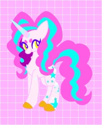 Size: 662x810 | Tagged: safe, artist:stacy_165cut, oc, oc only, pony, unicorn, female, horn, mare, pink background, simple background, solo