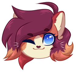 Size: 776x732 | Tagged: safe, artist:purplegrim40, oc, oc only, cat, cat pony, original species, pony, bust, commission, one eye closed, simple background, solo, transparent background, wink, ych result