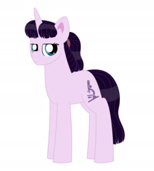 Size: 1688x1874 | Tagged: safe, artist:queenderpyturtle, oc, oc:pluto, pony, unicorn, crack ship offspring, female, mare, offspring, parent:gladmane, parent:twinkleshine, parents:gladshine, simple background, solo, white background