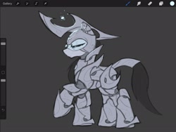 Size: 2224x1668 | Tagged: safe, artist:selenophile, oc, oc only, earth pony, pony, armor, male, procreate app, sketch, solo, stallion