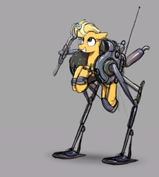 Size: 2137x2375 | Tagged: safe, artist:selenophile, oc, oc only, pony, exosuit, fossil, high res, robot legs, science, solo