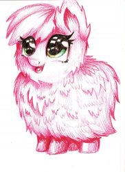 Size: 1444x1988 | Tagged: safe, artist:katemaximova, oc, oc only, oc:fluffle puff, pony, female, mare, open mouth, simple background, solo, traditional art, white background