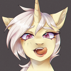Size: 1500x1500 | Tagged: safe, artist:serodart, oc, oc only, pony, unicorn, bust, gift art, looking at you, solo, teeth, tongue out