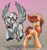 Size: 3300x3500 | Tagged: safe, artist:kaylerustone, oc, oc only, oc:kayle rustone, alicorn, pegasus, pony, duo, flying, gradient background, high res, looking at each other, looking at someone, male, open mouth, simple background, smiling, stallion