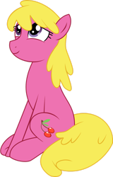 Size: 1280x2002 | Tagged: safe, artist:mr100dragon100, artist:the smiling pony, cherry berry, earth pony, pony, g4, looking up, show accurate, simple background, sitting, solo, transparent background