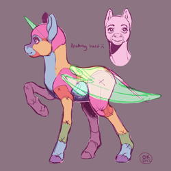 Size: 1200x1200 | Tagged: safe, artist:socialgutbrain777, derpibooru exclusive, oc, oc:any pony, pony, ambiguous gender, anatomically incorrect, anatomy, anatomy guide, any species, blank flank, colorful, hoers, incorrect leg anatomy, practice drawing, semi-realistic, solo, vulgar description