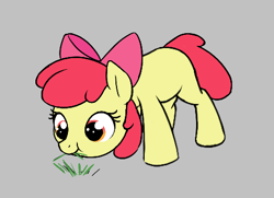 Size: 472x341 | Tagged: safe, artist:wenni, apple bloom, earth pony, pony, g4, adorabloom, cute, female, filly, foal, grass, grazing, herbivore, horses doing horse things, solo