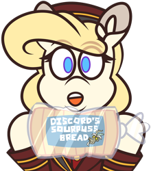 Size: 4288x4872 | Tagged: safe, artist:threetwotwo32232, discord, oc, oc:belle hop, earth pony, pony, g4, bread, female, food, hotel mario, looking at you, mare, parody, philips cd-i, simple background, transparent background