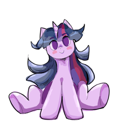 Size: 1600x1600 | Tagged: safe, artist:wimple, twilight sparkle, pony, unicorn, g4, blushing, female, looking at you, simple background, smiling, smiling at you, solo, unicorn twilight, white background