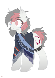 Size: 2894x4093 | Tagged: safe, artist:cupcopp, oc, oc only, oc:kappuko, bat pony, clothes, poncho, simple background, solo, white background