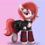 Size: 1280x1280 | Tagged: safe, artist:joaothejohn, oc, oc only, oc:rose petal, earth pony, pony, clothes, collar, corset, dress, earth pony oc, goth, lidded eyes, looking at you, shocked, simple background, smiling