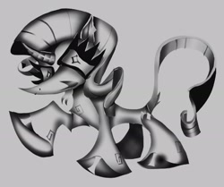 Size: 1920x1603 | Tagged: safe, artist:tamparties, rarity, pony, unicorn, g4, curved horn, female, horn, leonine tail, mare, monochrome, solo, tail