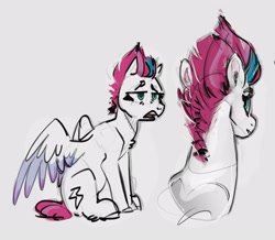 Size: 3261x2840 | Tagged: safe, artist:alumx, zipp storm, pegasus, pony, g5, colored sketch, female, high res, mare, sitting, sketch, solo