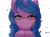 Size: 2048x1499 | Tagged: safe, artist:maren, izzy moonbow, pony, unicorn, g5, female, gendo pose, hooves together, mare, out of character, smiling, solo