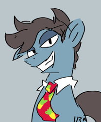 Size: 540x650 | Tagged: safe, artist:uriel1uri, oc, oc only, oc:based pony, earth pony, pony, bust, grin, male, necktie, portrait, smiling, smug, solo