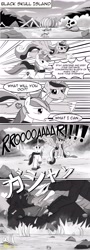 Size: 2048x5717 | Tagged: safe, artist:lordshrekzilla20, princess cadance, shining armor, alicorn, gorilla, kaiju, pony, unicorn, g4, black skull island, bone, butt, comic, fight, king kong, plot, skeleton, skull, skullcrawler