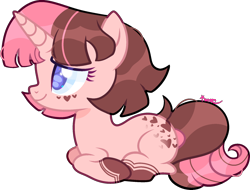 Size: 1902x1448 | Tagged: safe, artist:kurosawakuro, oc, oc:dark chocolate strawberry, pony, unicorn, base used, female, lying down, mare, prone, simple background, solo, transparent background