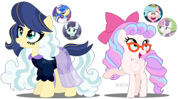 Size: 4157x2332 | Tagged: safe, artist:interstellar-quartz, cozy glow, oc, earth pony, pegasus, pony, g4, eyeshadow, female, magical lesbian spawn, makeup, mare, offspring, parent:coloratura, parent:sapphire shores, parent:sweetie belle, simple background, teenager, transparent background