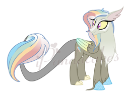 Size: 1600x1222 | Tagged: safe, artist:ipandacakes, oc, draconequus, interspecies offspring, offspring, parent:discord, parent:rainbow dash, parents:discodash, simple background, solo, transparent background