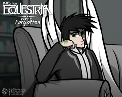 Size: 4180x3340 | Tagged: safe, artist:deroach, oc, oc:daylight, human, equestria project humanized, clothes, comic, couch, fanfic, fanfic art, green eyes, humanized, school of friendship, winged humanization, wings