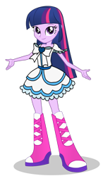 Size: 683x1171 | Tagged: safe, artist:mlgskittles, twilight sparkle, human, equestria girls, g4, my little pony equestria girls: legend of everfree, boots, clothes, dress, female, high heel boots, shoes, simple background, solo, transparent background, vector