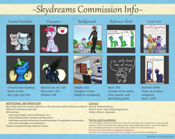 Size: 1880x1500 | Tagged: safe, artist:skydreams, applejack, twilight sparkle, oc, oc:cinnamon lightning, oc:coco chaude, oc:skydreams, oc:wander bliss, changeling, deer, human, mouse, pegasus, pony, red panda, unicorn, anthro, g4, advertisement, alicorn amulet, collar, commission info, convention, fillydelphia, humanized, leash, mirror, nightmarified, park, sketch, template