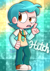 Size: 1129x1600 | Tagged: safe, artist:tom-x-dajimi, hitch trailblazer, human, g5, clothes, converse, humanized, male, necktie, shoes, solo