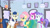 Size: 2078x1170 | Tagged: safe, screencap, fluttershy, powder rouge, roxie, roxie rave, vidala swoon, earth pony, pegasus, pony, g4, green isn't your color, my little pony: friendship is magic, confused, flutterbeautiful, modelshy, mouth hold, wide eyes