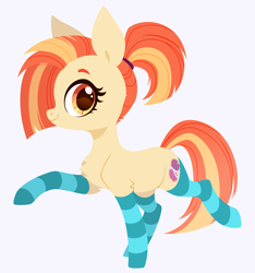 Size: 2808x3000 | Tagged: safe, artist:belka-sempai, shimmy shake, earth pony, pony, g4, clothes, high res, ponytail, simple background, socks, solo, striped socks