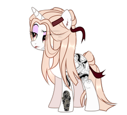 Size: 2888x2620 | Tagged: safe, artist:idkhesoff, derpibooru exclusive, oc, oc only, oc:anna (spirit), pony, unicorn, ear piercing, earring, eyebrow piercing, eyeshadow, female, high res, jewelry, lip piercing, lipstick, makeup, mare, piercing, simple background, solo, tattoo, transparent background