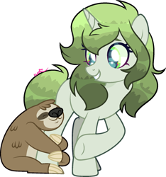 Size: 1280x1365 | Tagged: safe, artist:kurosawakuro, oc, oc only, oc:matcha greens, pony, sloth, unicorn, base used, female, mare, simple background, solo, transparent background