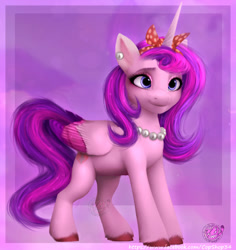 Size: 1280x1356 | Tagged: safe, artist:copshop, oc, oc only, oc:tenderthorn, alicorn, pony, g5, female, jewelry, mare, necklace, solo