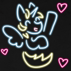 Size: 1920x1920 | Tagged: safe, artist:st. oni, oc, oc only, oc:skydreams, pony, unicorn, animated, heart, neon, waving, wings
