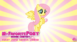 Size: 514x283 | Tagged: safe, fluttershy, pegasus, pony, g4, 2012, andrea libman, contest, my little pony logo, solo, welovefine
